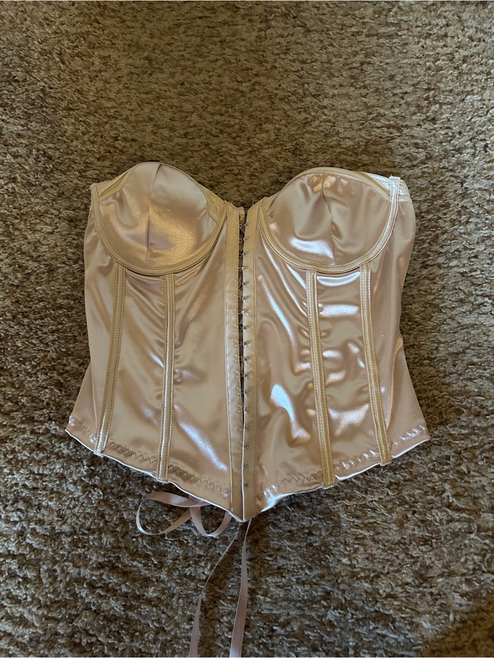 Forever 21 Satin Strapless Corset Bustier in Light Pink